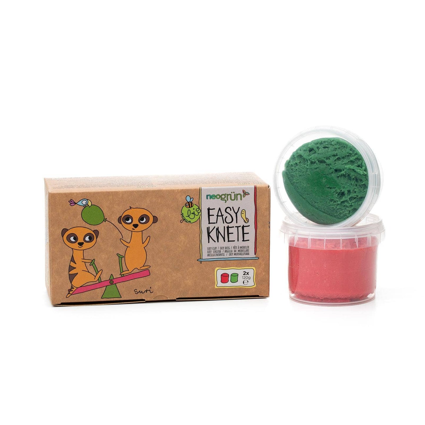 Conjunto de 2 massas orgânicas fáceis modelar “Suri” vermelho/verde