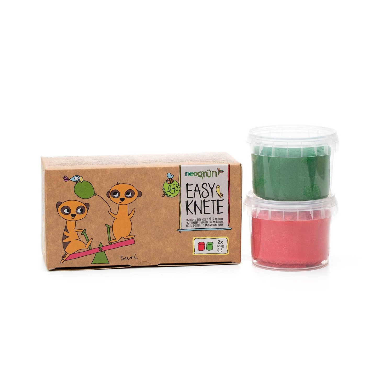 Conjunto de 2 massas orgânicas fáceis modelar “Suri” vermelho/verde