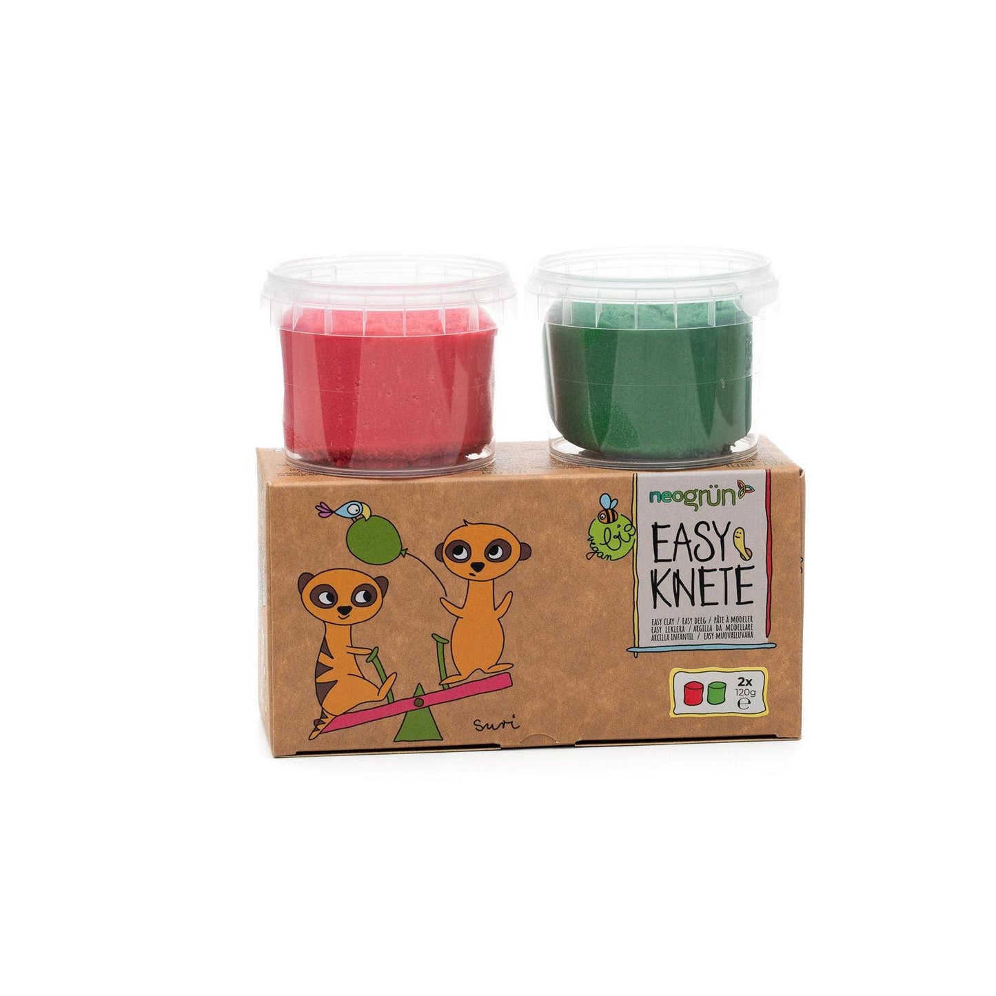 Conjunto de 2 massas orgânicas fáceis modelar “Suri” vermelho/verde